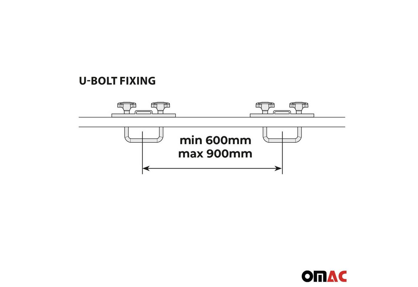 OMAC Dachträger Menabo U-Befestigung Satz U-Bügel 80MM für Dachkoffer Dachbox Bild 2