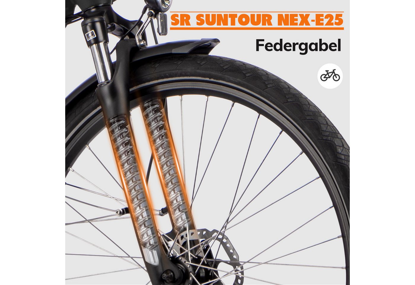 SAXXX E-Bike Cityrad 28 Zoll, 100km, 70Nm Mittelmotor, bis 130kg belastbar, 95% vormontiert, 9 Gang SHIMANO Alivio Schaltwerk, Kettenschaltung, Mittelmotor, 418 Wh, (Aluminium-Diamantrahmen, SR Federgabel, 5 Stufen mit Schiebehilfe), hydr. Bremsen, Pedelec, RH: 45/50 cm, Elektrofahrrad für Damen Herren Bild 3