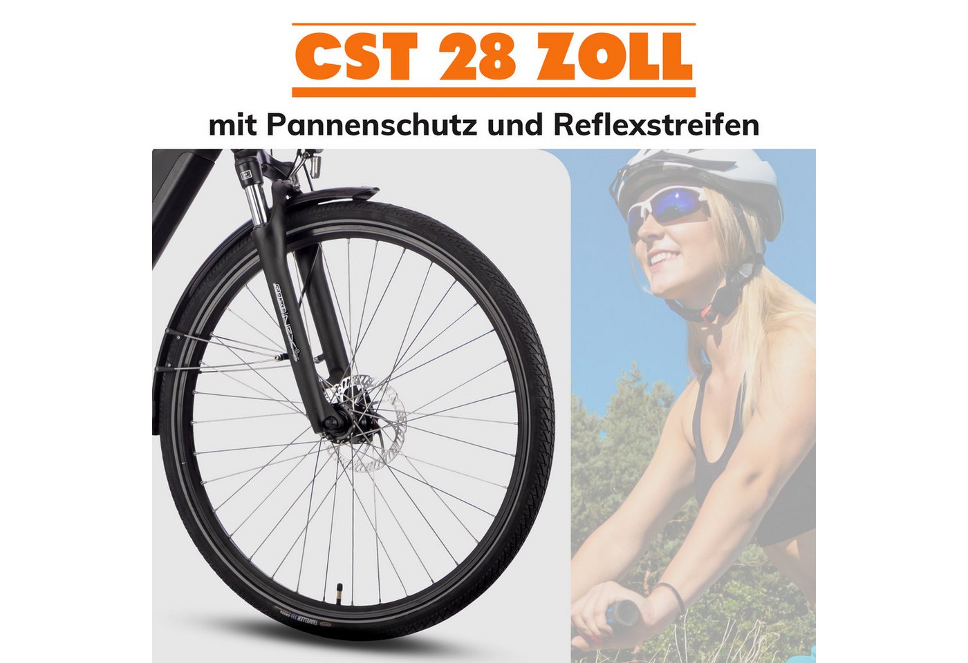 SAXXX E-Bike Cityrad 28 Zoll, 100km, 70Nm Mittelmotor, bis 130kg belastbar, 95% vormontiert, 9 Gang SHIMANO Alivio Schaltwerk, Kettenschaltung, Mittelmotor, 418 Wh, (Aluminium-Diamantrahmen, SR Federgabel, 5 Stufen mit Schiebehilfe), hydr. Bremsen, Pedelec, RH: 45/50 cm, Elektrofahrrad für Damen Herren Bild 4