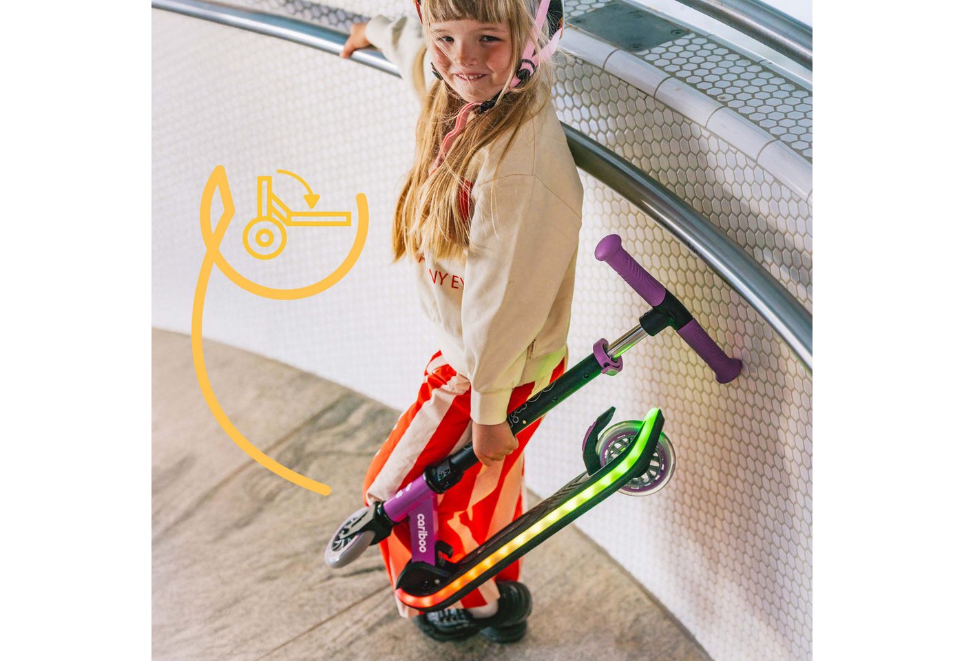 Cariboo Tretroller Zweirad-Kinderroller CARIBOO LEDSTAR leuchtendes LED-Deck 11 Modi Bild 4