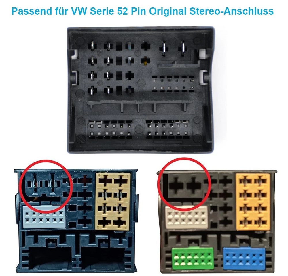 ESSGOO Autoradio-Kabelbaum 52-Pin Stromsteckeradapter Für VW Skoda 16Pin iSO Audio-Kabel Bild 5