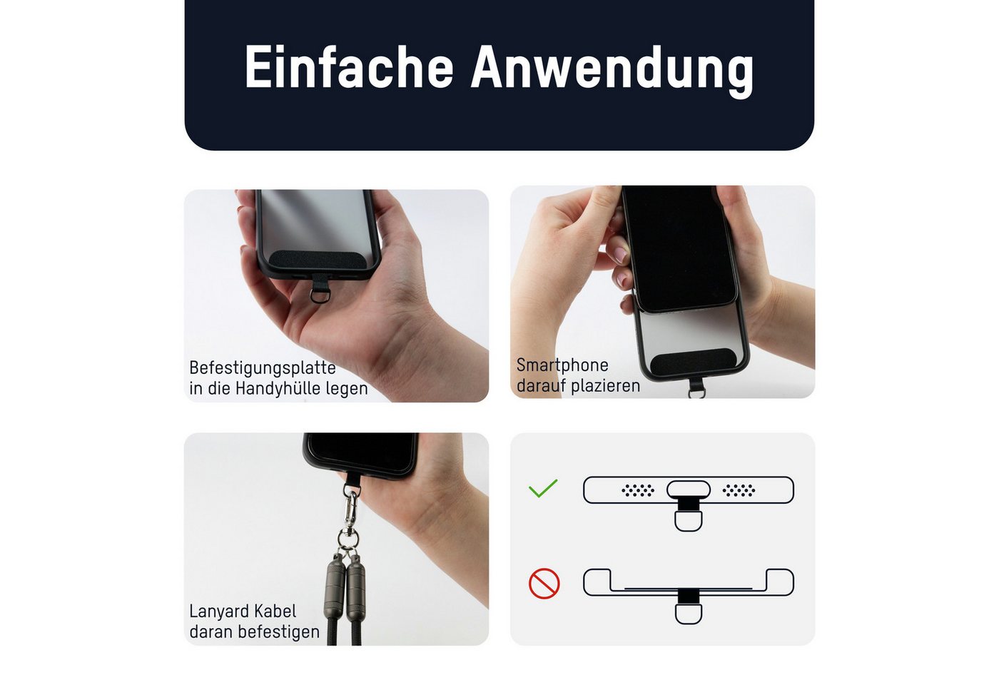 ANSMANN AG Handykette universal, Lanyard USB C Kabel, Handyband zum umhängen USB-Kabel Bild 4