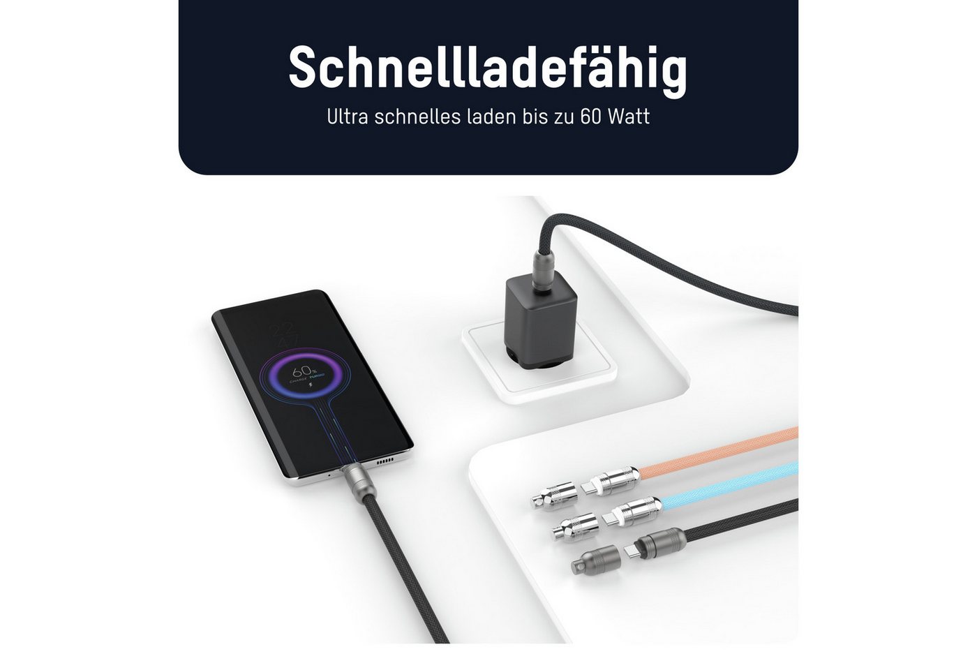 ANSMANN AG Handykette universal, Lanyard USB C Kabel, Handyband zum umhängen USB-Kabel Bild 5