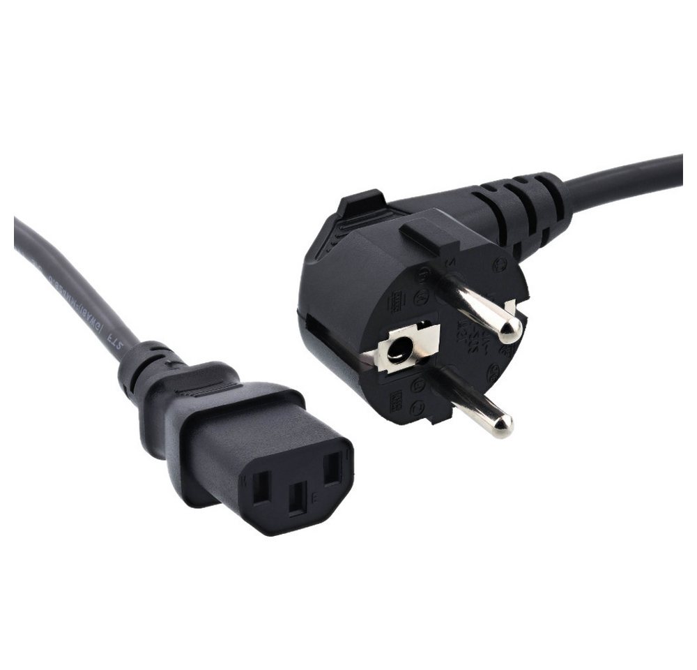Trade-Shop Kaltgeräte-Kabel C13 1,2m passend für Monitore Bildschirme Netzkabel, 3-Pin Stecker, Stecker A: CEE7/7 Stecker / Stecker B: IEC-C13 / 3-Pin Stecker