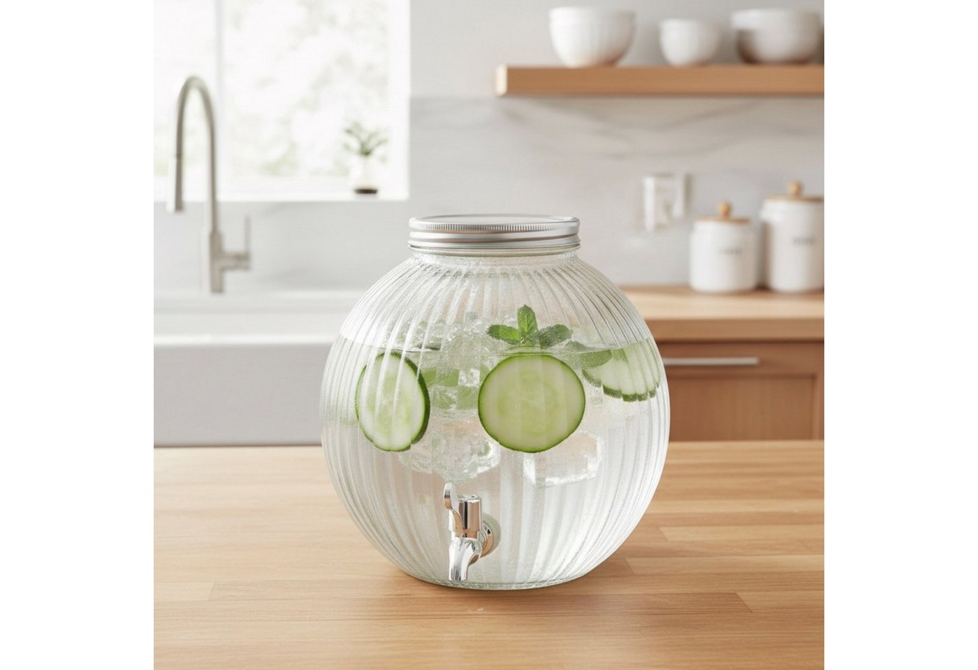 HAC24 Getränkespender Glas Getränkespender Saftspender Limonadenspender Cocktailspender