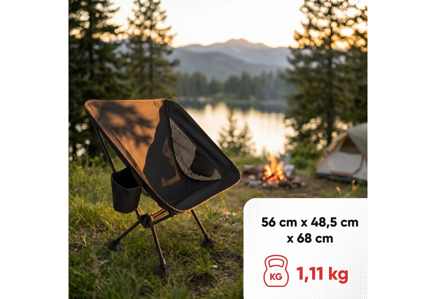 EVOCAMP Campingstuhl Gartenstuhl faltbar, bis 150 kg, klappbarer Anglerstuhl für Camping, mit Getränkehalter & Seitentasche Bild 4