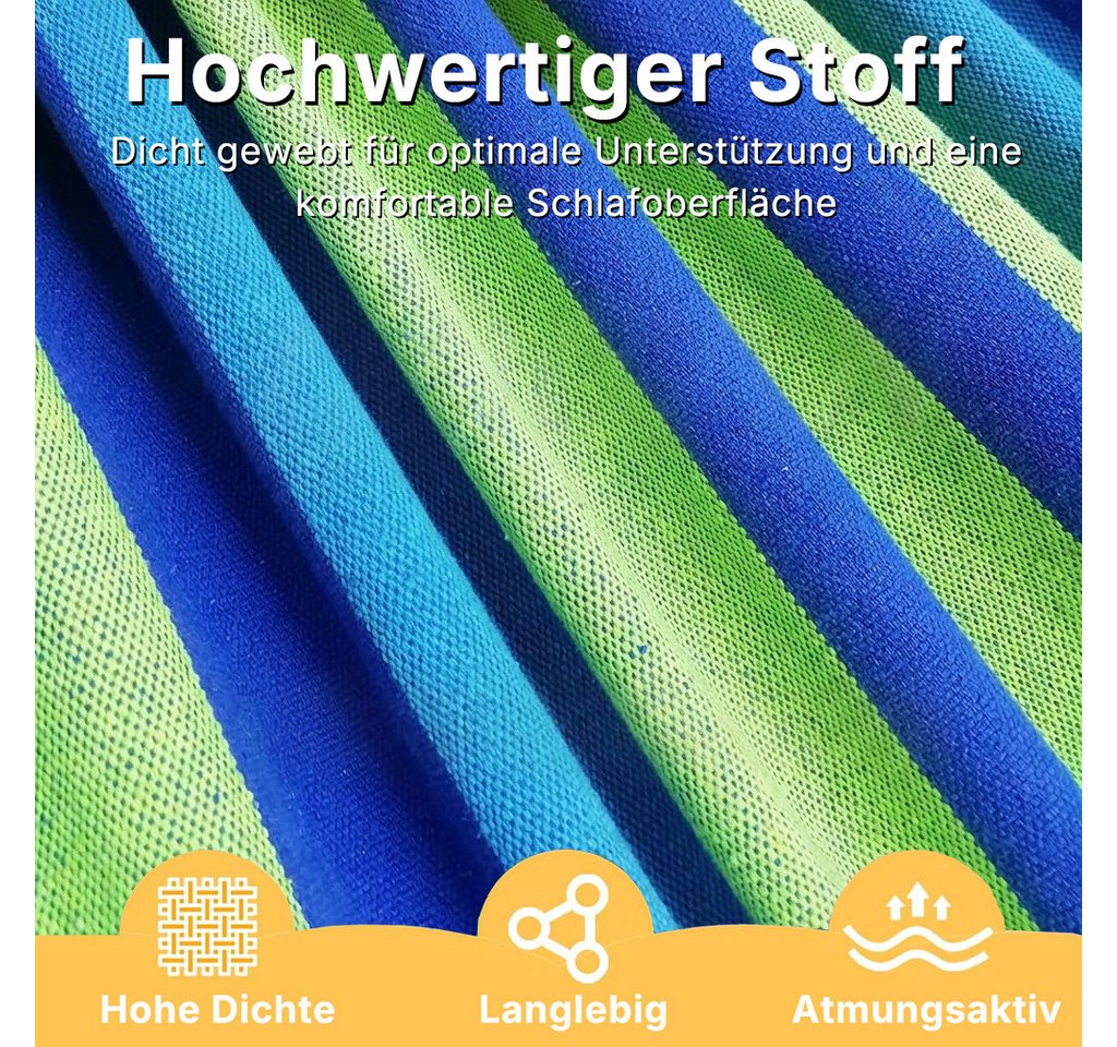 Fyrove Hängematte Hängematte Outdoor aus Baumwolle mit Gebogenen Holzstangen (Bequeme Stoffhängematte mit Aufhängung & Tragetasche, Robuste Reisehängematte für Garten, Balkon, Terrasse, Camping & Indoor) Bild 4