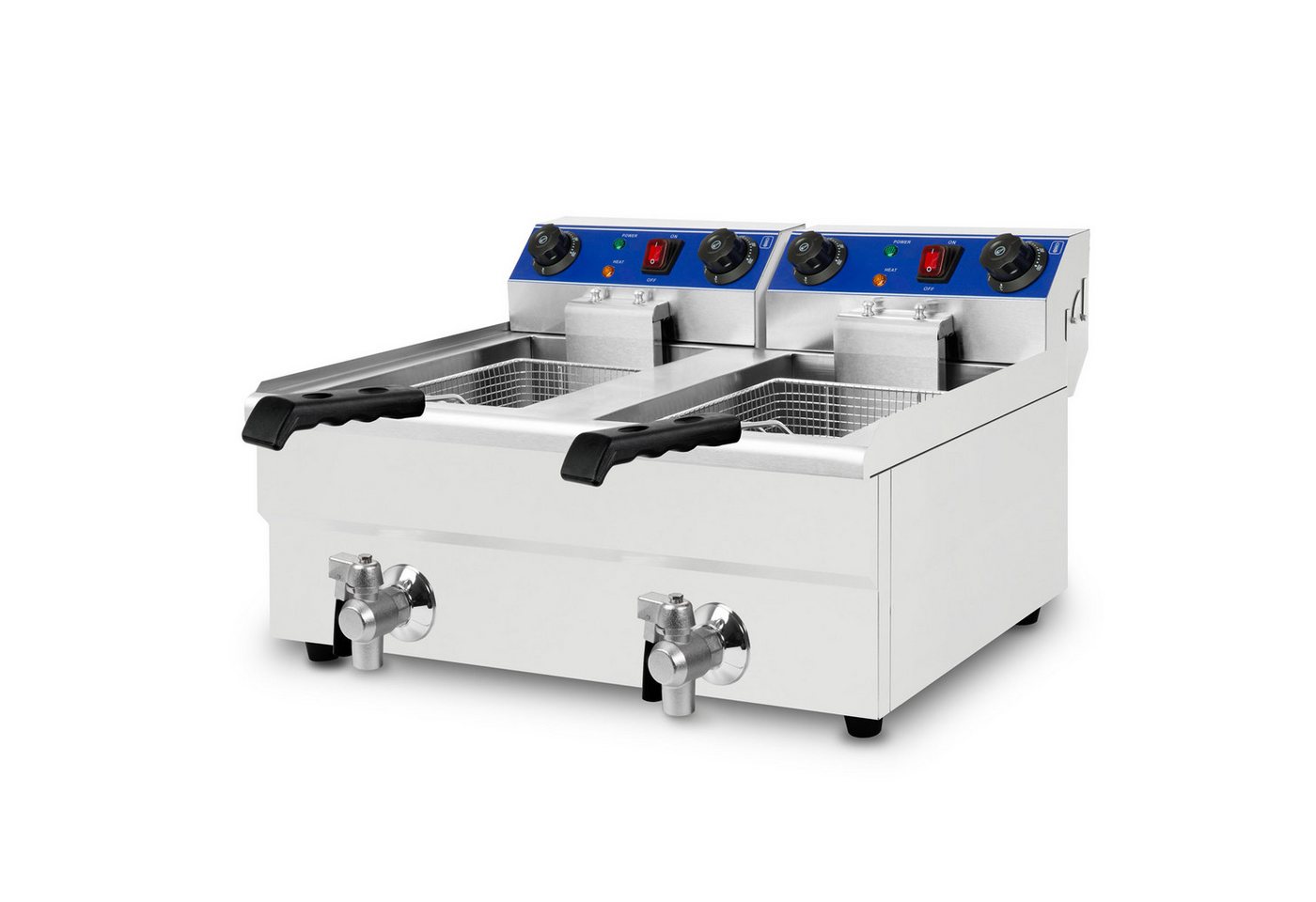 vertes Fritteuse, 3000 W, 230V, Kaltzonenprinzip, 2 Körbe, Gastro Fritöse