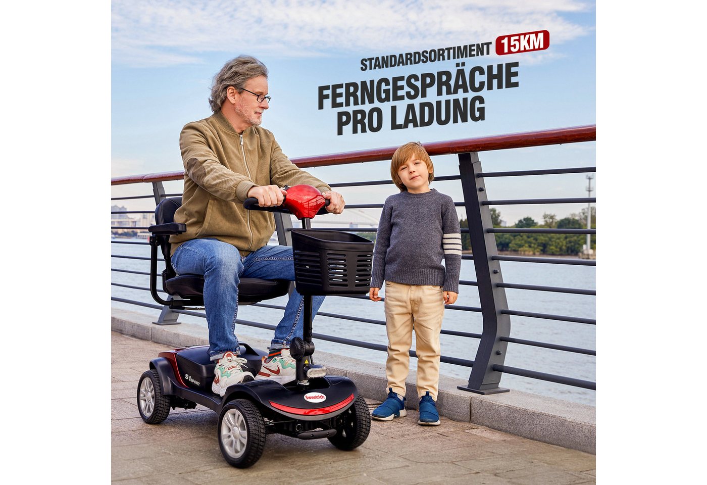kowdom Elektromobil Senioren-Elektromobil 300W, 6km/h, 360° Drehsitz, herausnehmbarer Akku, 300 W, Armlehnen/Sitzhöhe verstellbar, 360° drehbar, E-Magn.Bremse