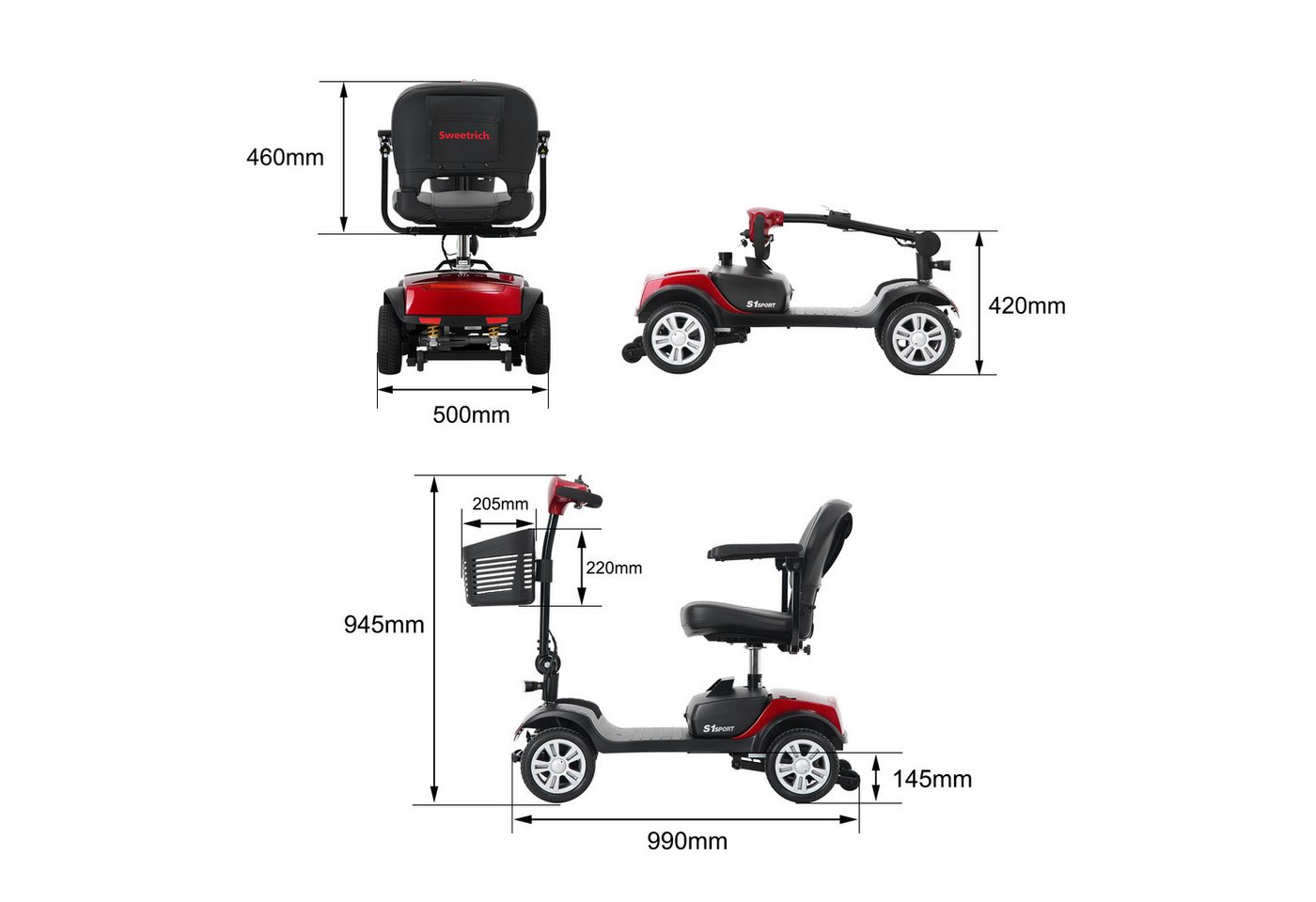 kowdom Elektromobil Senioren-Elektromobil 300W, 6km/h, 360° Drehsitz, herausnehmbarer Akku, 300 W, Armlehnen/Sitzhöhe verstellbar, 360° drehbar, E-Magn.Bremse Bild 5