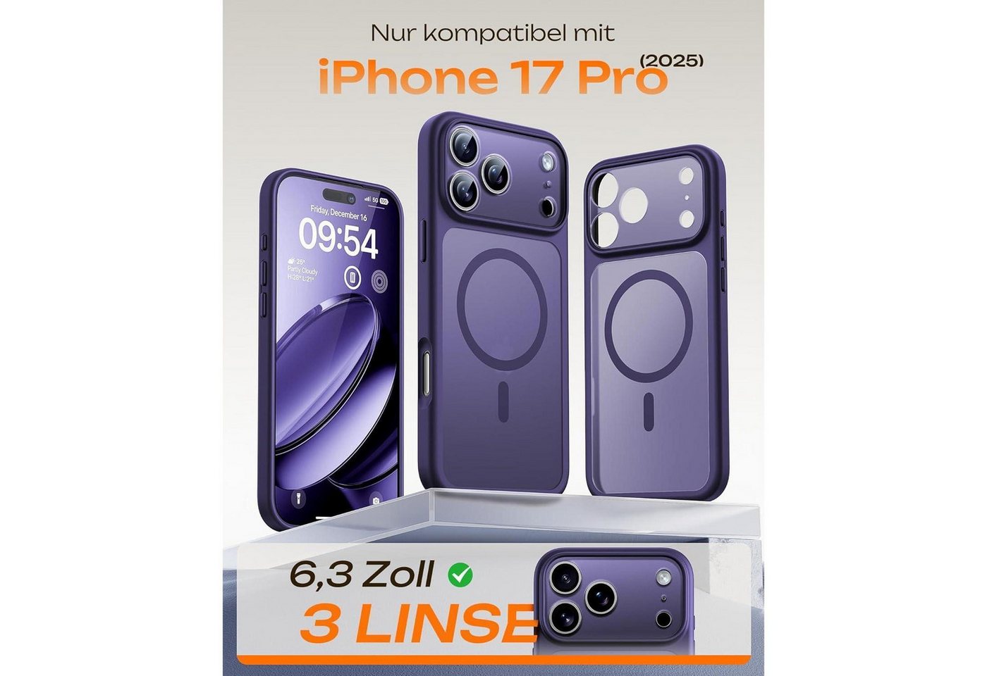 LuxusKollektion Handyhülle Hülle iPhone 17 Pro MagSafe Dunkellila Bild 5