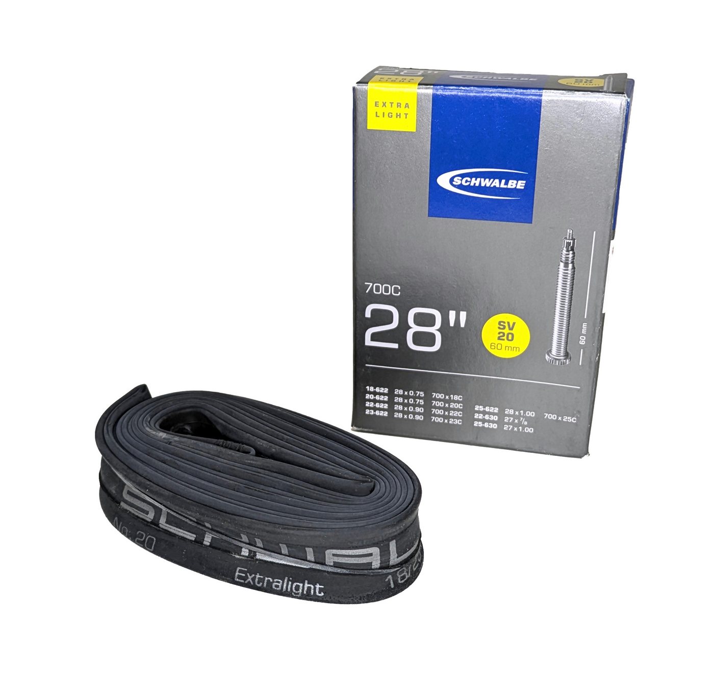 Schwalbe Fahrradschlauch Schwalbe SV 20 Schlauch 28" 18/25-622 SV 60 mm SV20 22/25-630, 28 Zoll, 28 Zoll Bild 3