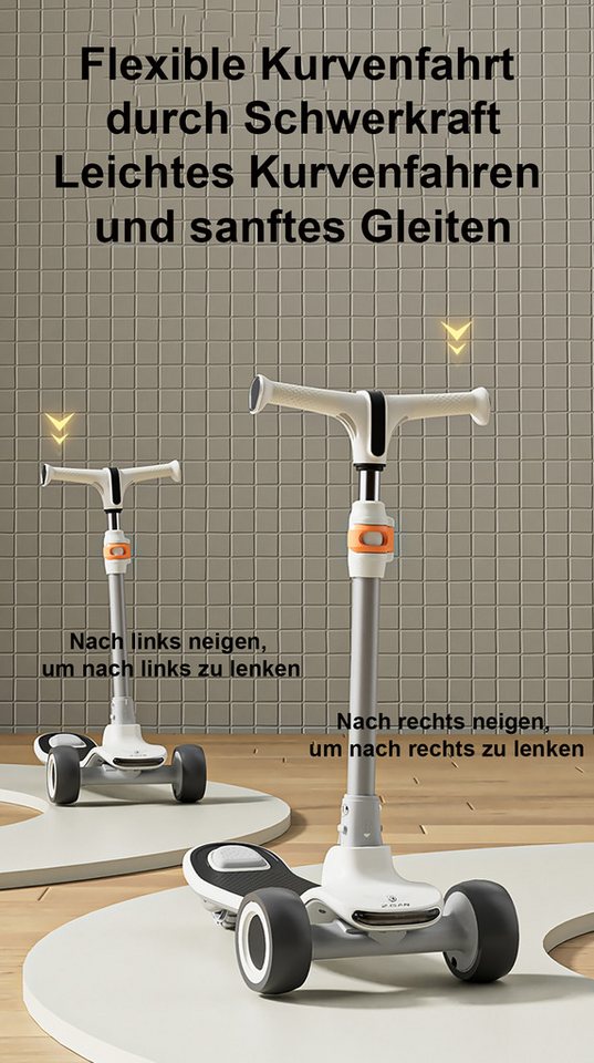 Fyrove Cityroller Scooter Kinderroller Tretroller Kinderroller Dreiradscooter LED-Räder, bis 70 kg,roller kinder,kinder roller,Höhenverstellbar,Hinterradbremse Bild 2