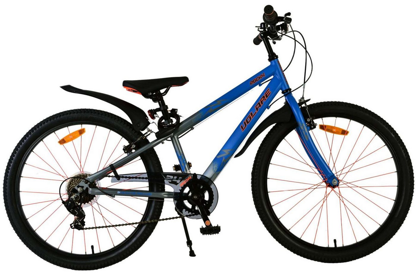 Volare Kinderfahrrad Volare Rocky Kinderfahrrad - 24 Zoll - Blau - 7 Gang für Jungen, Vorderradbremsen, höhenverstellbarer Sattel, Reflektoren Bild 3