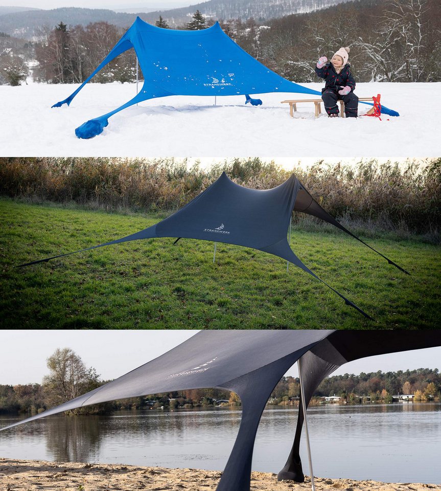 Strandwerk Strandmuschel Premium Lycra Strandzelt Pop-Up mit Alu-Stangen & Sandankern, Personen: 4 Bild 3