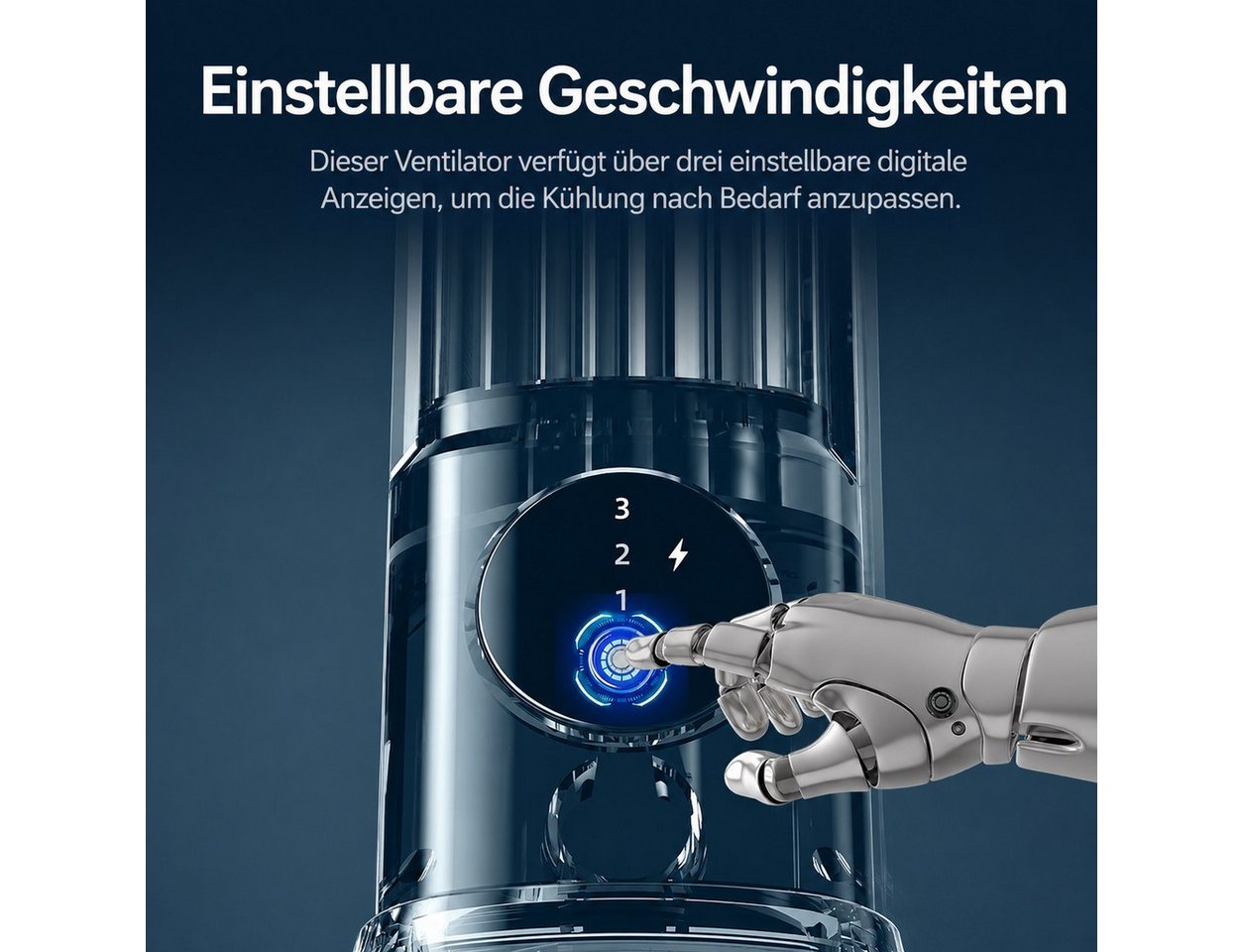 MOPUEA Turmventilator Turmventilator, Verstellbarer Tischventilator mit 3 Geschwindigkeiten, Kühlung, Leiser Betrieb, USB-C Tragbarer Flügelloser Ventilator