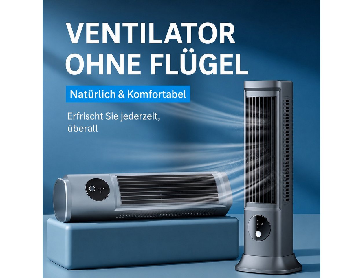 MOPUEA Turmventilator Turmventilator, Verstellbarer Tischventilator mit 3 Geschwindigkeiten, Kühlung, Leiser Betrieb, USB-C Tragbarer Flügelloser Ventilator Bild 3