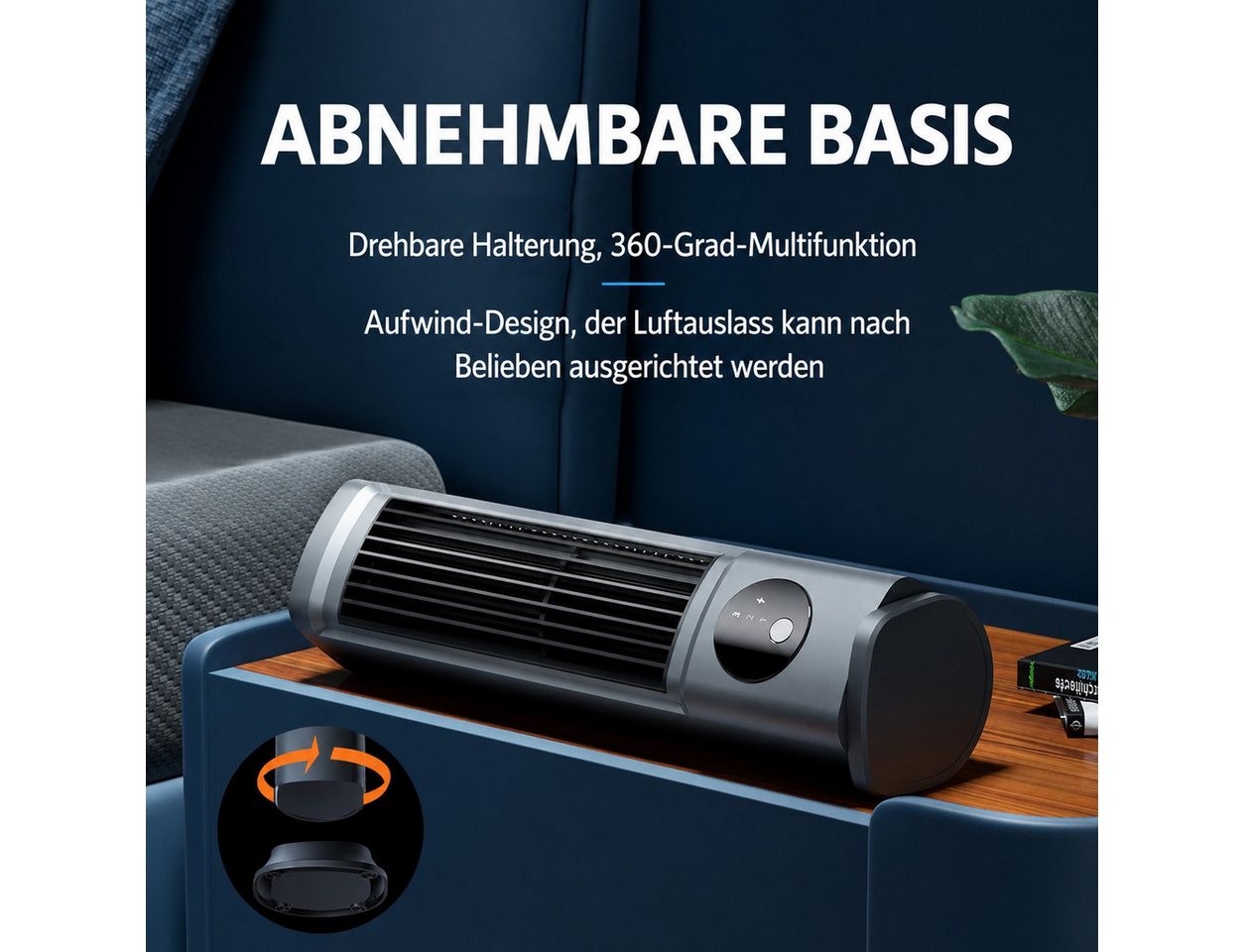 MOPUEA Turmventilator Turmventilator, Verstellbarer Tischventilator mit 3 Geschwindigkeiten, Kühlung, Leiser Betrieb, USB-C Tragbarer Flügelloser Ventilator Bild 5