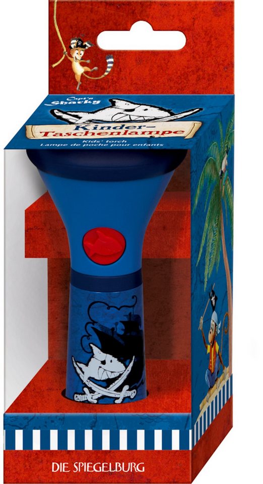 COPPENRATH DIE SPIEGELBURG LED Taschenlampe Kinder-Taschenlampe Capt'n Sharky Piraten blau (Set, 1-St., 1), drei Leuchtmodi: volle Leuchtkraft, 50% Leuchtkraft, Blinken