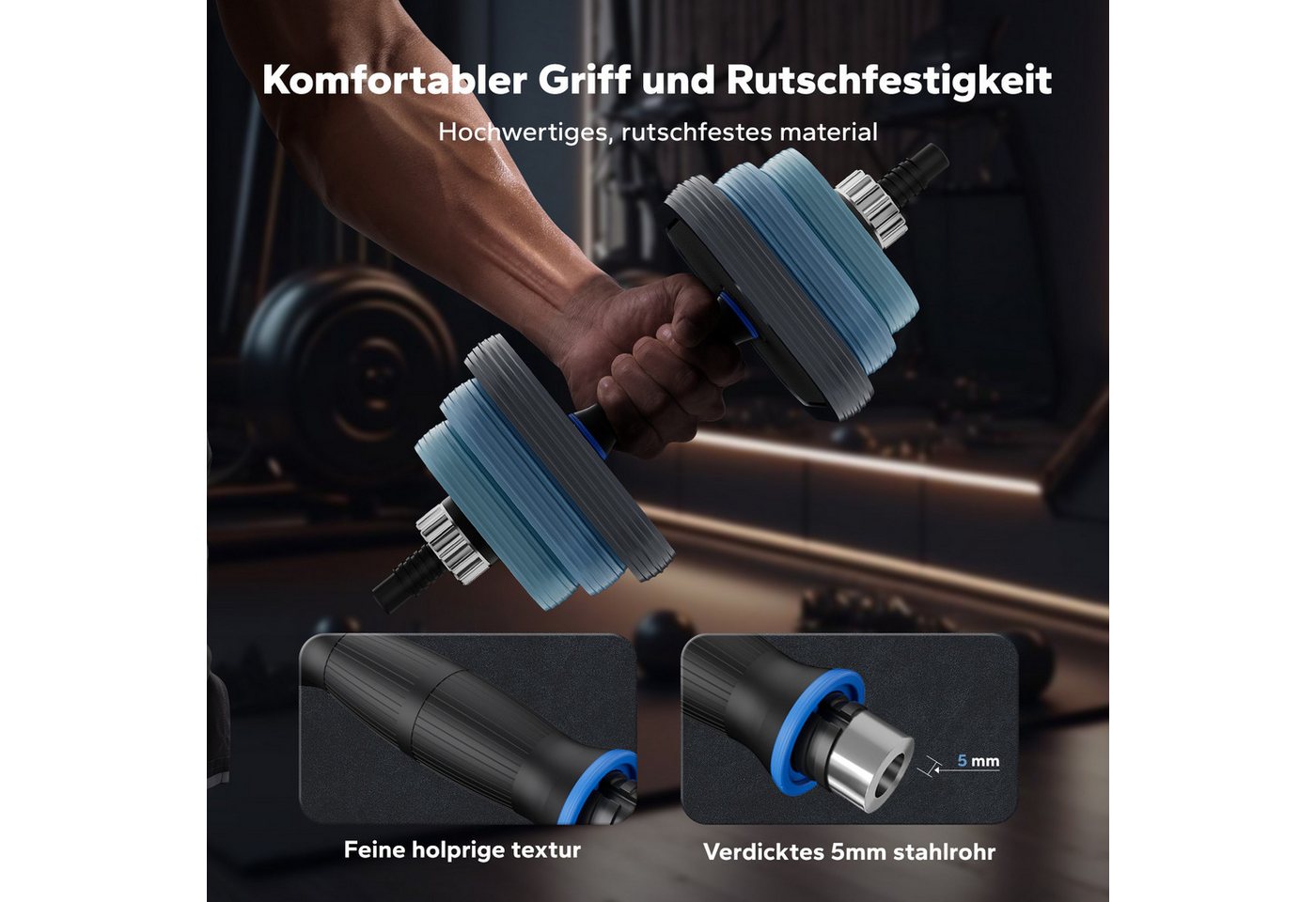 MERACH Langhantel Hantel-Set, Verstellbare Hanteln, Insgesamt 40 kg, (3-in-1 Hantelset für Krafttraining, Multifunktionalität, stabil, platzsparend, rutschfeste Griffe, einfache Montage, für zuhause), quadratische Form, verstellbare Gewichte, Liegestütz und Muskelaufbau Bild 3