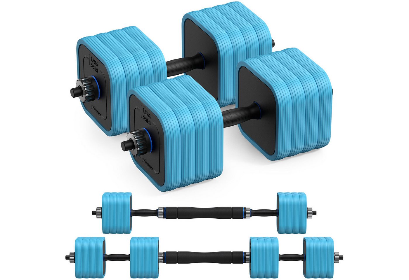 MERACH Langhantel Hantel-Set, Verstellbare Hanteln, Insgesamt 40 kg, (3-in-1 Hantelset für Krafttraining, Multifunktionalität, stabil, platzsparend, rutschfeste Griffe, einfache Montage, für zuhause), quadratische Form, verstellbare Gewichte, Liegestütz und Muskelaufbau Bild 4