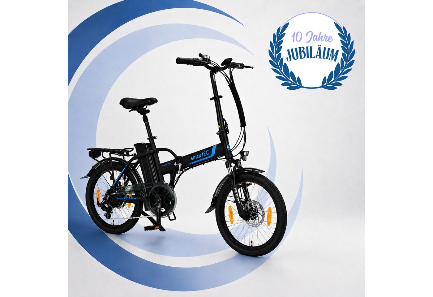 smartEC E-Bike Klapprad 20 Zoll E-Faltrad Camp-20H Pedelec Schwarz smartEC, 7 Gang Shimano Tourney Schaltwerk, Kettenschaltung, Hinterrad-Nabenmotor, 562.00 Wh, (1 Paket, 6 tlg., Akku mit Ladegerät), Damen/Herren Unterstützung 25 km/h Anfahrhilfe Scheibenbremse StVZO Bild 5