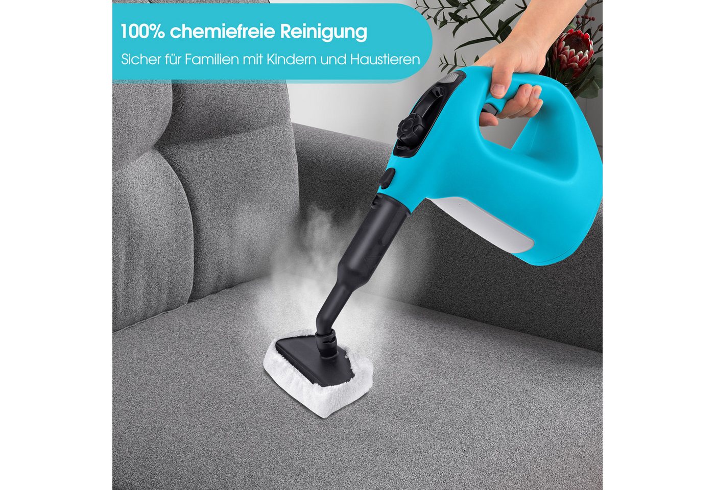 KOMFOTTEU Dampfreiniger, 1400 W, tragbarer Mehrzweck-Dampfreiniger mit 14 Zubehörteilen Bild 3