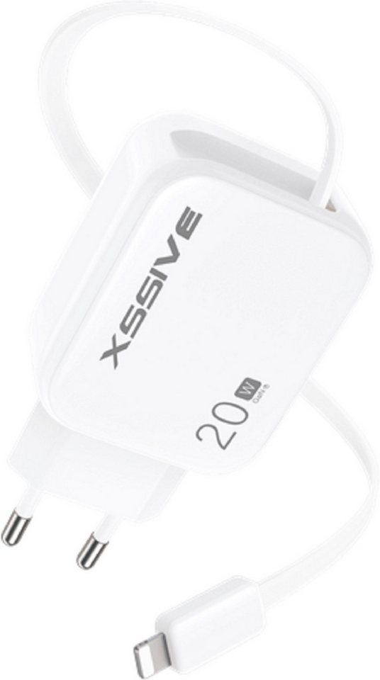 Xssive Xssive 20W PD GAN-Schnellladegerät mit einziehbarem 8-Pin-Kabel USB-Ladegerät