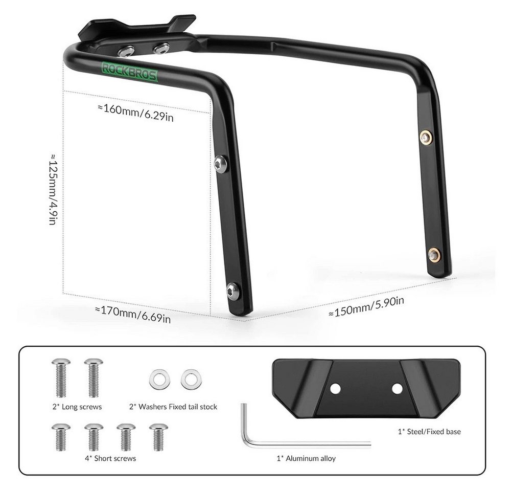ROCKBROS Fahrradhalter 31210013001 (Zubehörset, Multifunktionshalter + Montagematerial), Zur Befestigung von Satteltasche und 2 Flaschenhaltern Bild 4