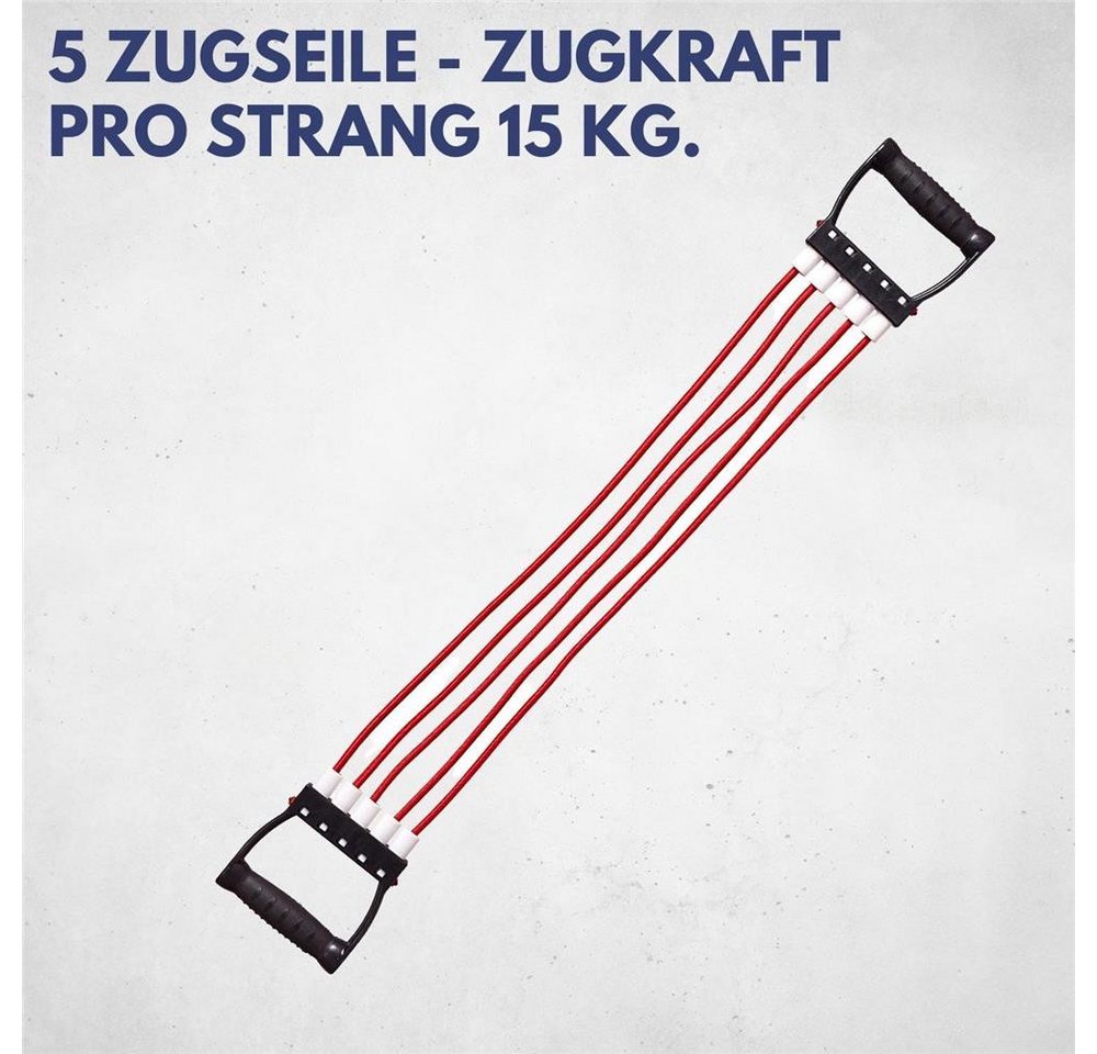 Best Sporting Expander Fitness-Expander mit 5 Zugseilen je 15 kg Zugkraft, 5 Zugseile, je 15 kg, variable Intensität, ergonomische Griffe