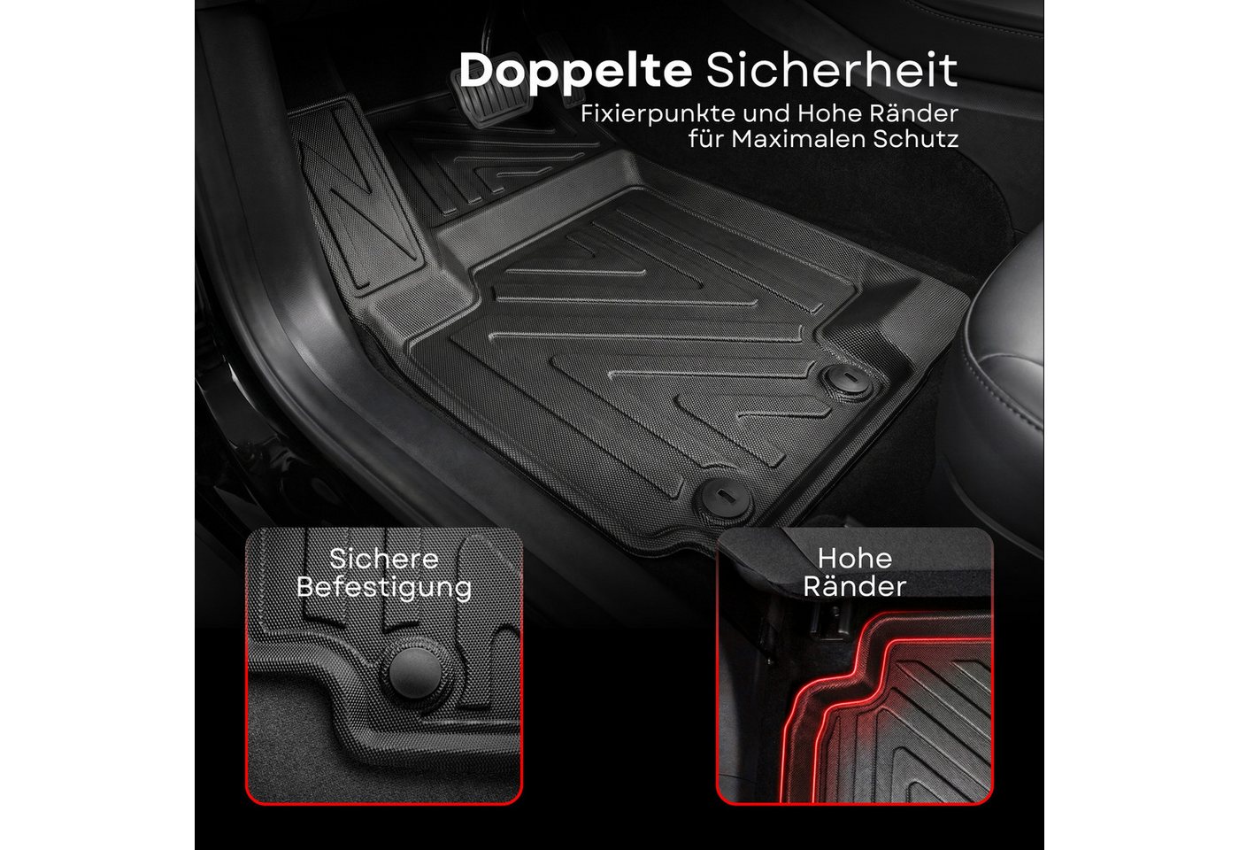 fussmattenprofi.com Auto-Fußmatten 3D Auto Gummimatten & Kofferraumwanne für VW Taigo 2021-2026 Bild 5