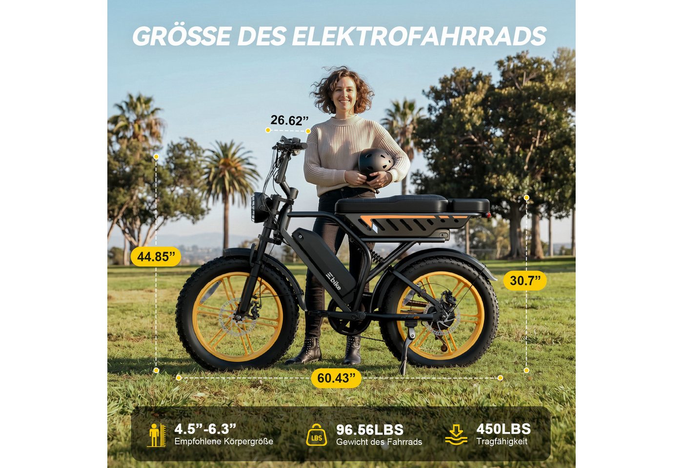 SISIGAD E-Bike Mountainbike 20 Zoll Fat Tire E-Bike mit Doppel-Akku-System, 250W Motor,APP,fatbike, Shimano, 720 Wh, 48V 25Ah + 48V 15Ah Akku, hoher Fahrkomfort für Alltag und Freizeit