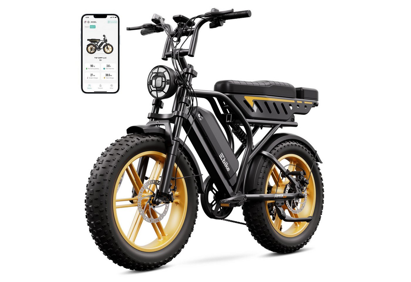 SISIGAD E-Bike Mountainbike 20 Zoll Fat Tire E-Bike mit Doppel-Akku-System, 250W Motor,APP,fatbike, Shimano, 720 Wh, 48V 25Ah + 48V 15Ah Akku, hoher Fahrkomfort für Alltag und Freizeit Bild 3