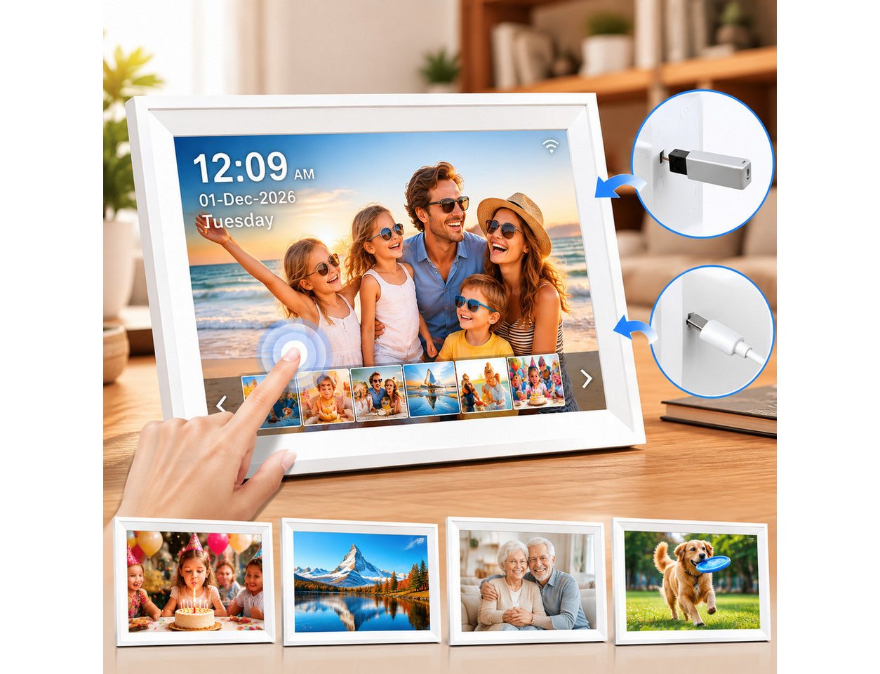 Vornix 10,1 Zoll Digitale Demenz Uhr Touchscreen Digitaler Bilderrahmen (Digitaler Bilderrahmen, USB & Kabel Datenübertragung) Bild 5