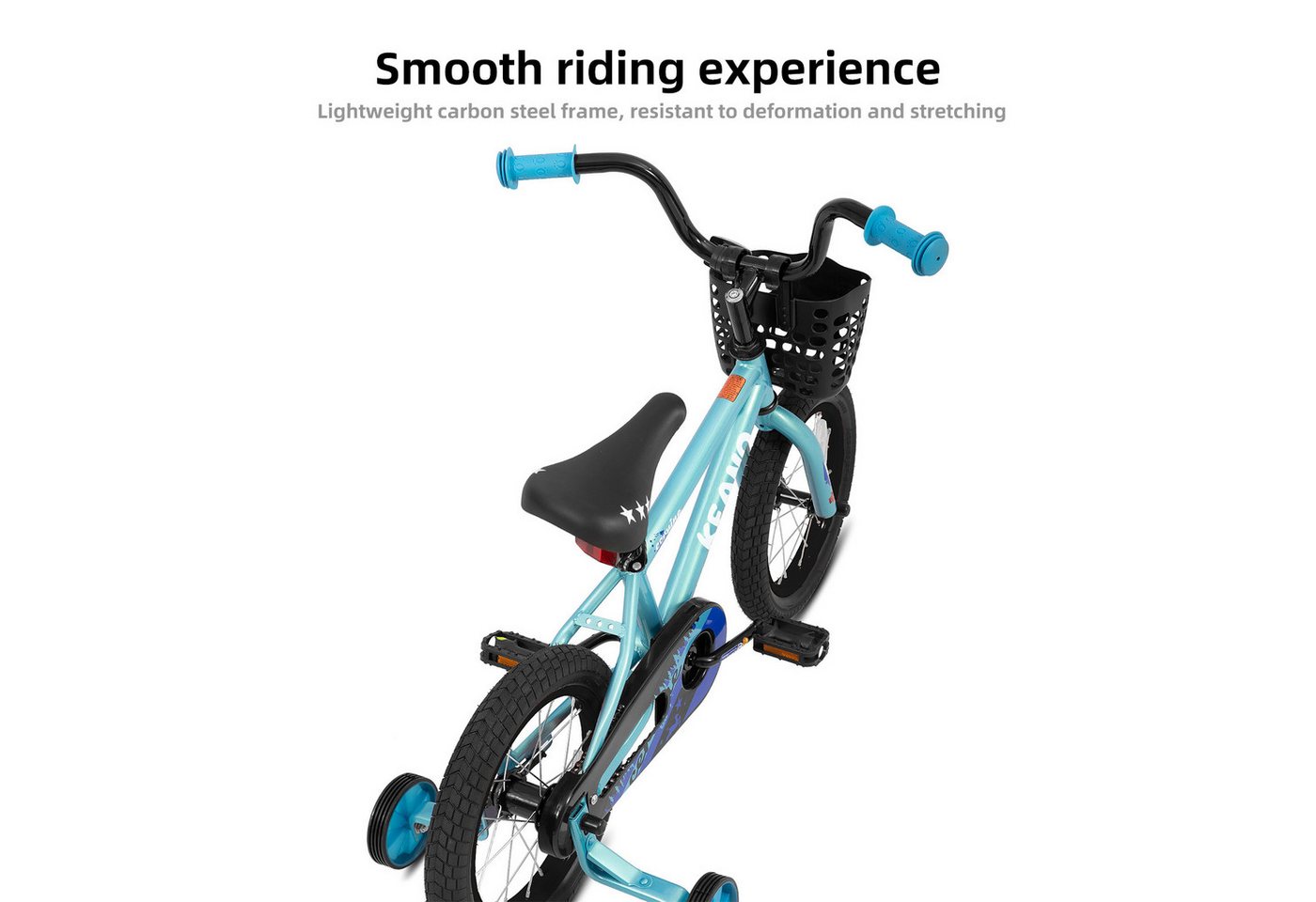JOYSTAR Kinderfahrrad 14/16 Zoll fahrrad für 3-7 Jahre Jungen,Mädchen,Geschenke für Kinder, Mit Stützrädern, Korb, geschlossenem Kettenschutz und bunten Graffitis