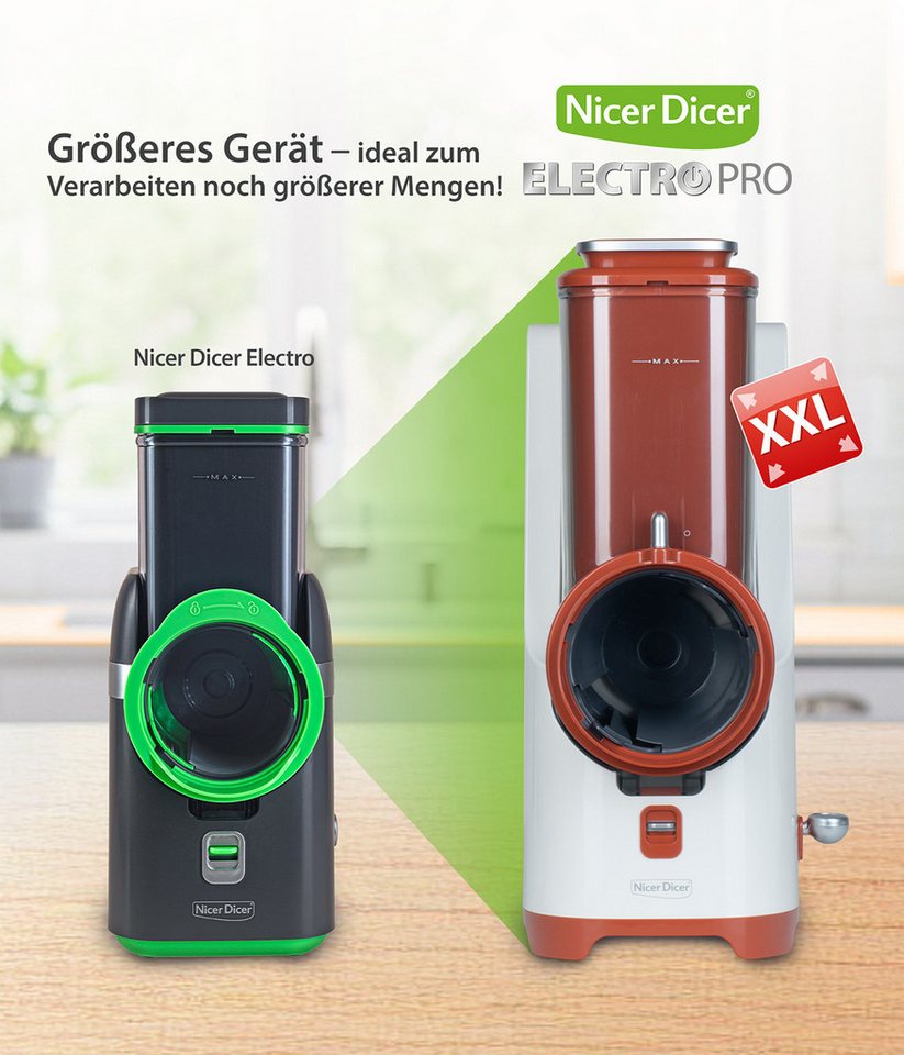 Genius Gemüseschneider Nicer Dicer Electro PRO Set 32-tlg., terracotta, Gemüseschneider, 80 W, Präzise und gleichmäßige Ergebnisse in Sekundenschnelle Bild 3