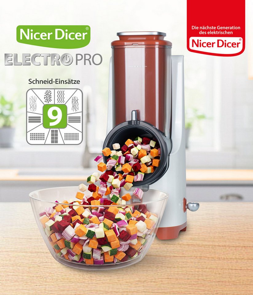 Genius Gemüseschneider Nicer Dicer Electro PRO Set 32-tlg., terracotta, Gemüseschneider, 80 W, Präzise und gleichmäßige Ergebnisse in Sekundenschnelle Bild 4