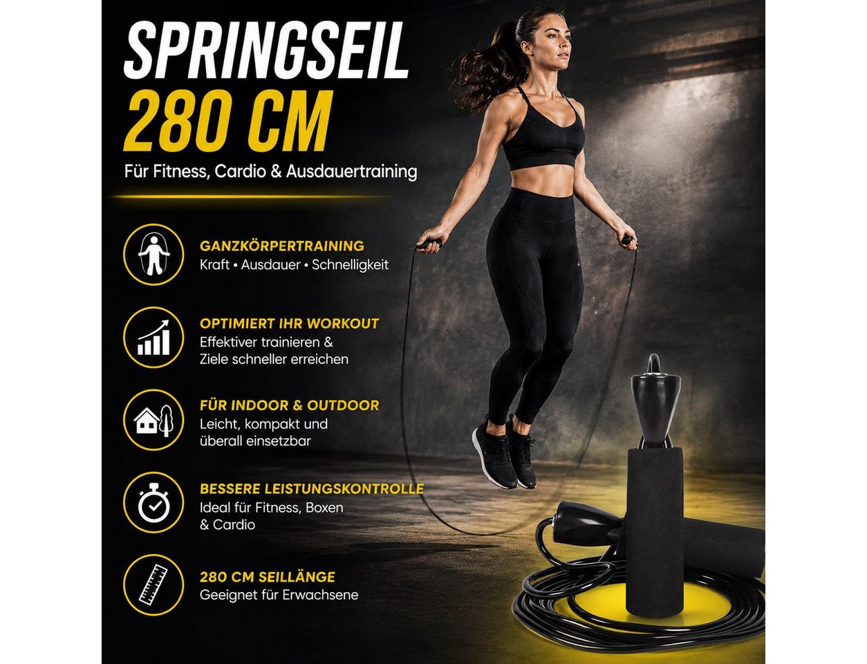BAYLI Kurzhantel 2er Set - Springseil 280 cm Fitness Seilspringen für Erwachsene –