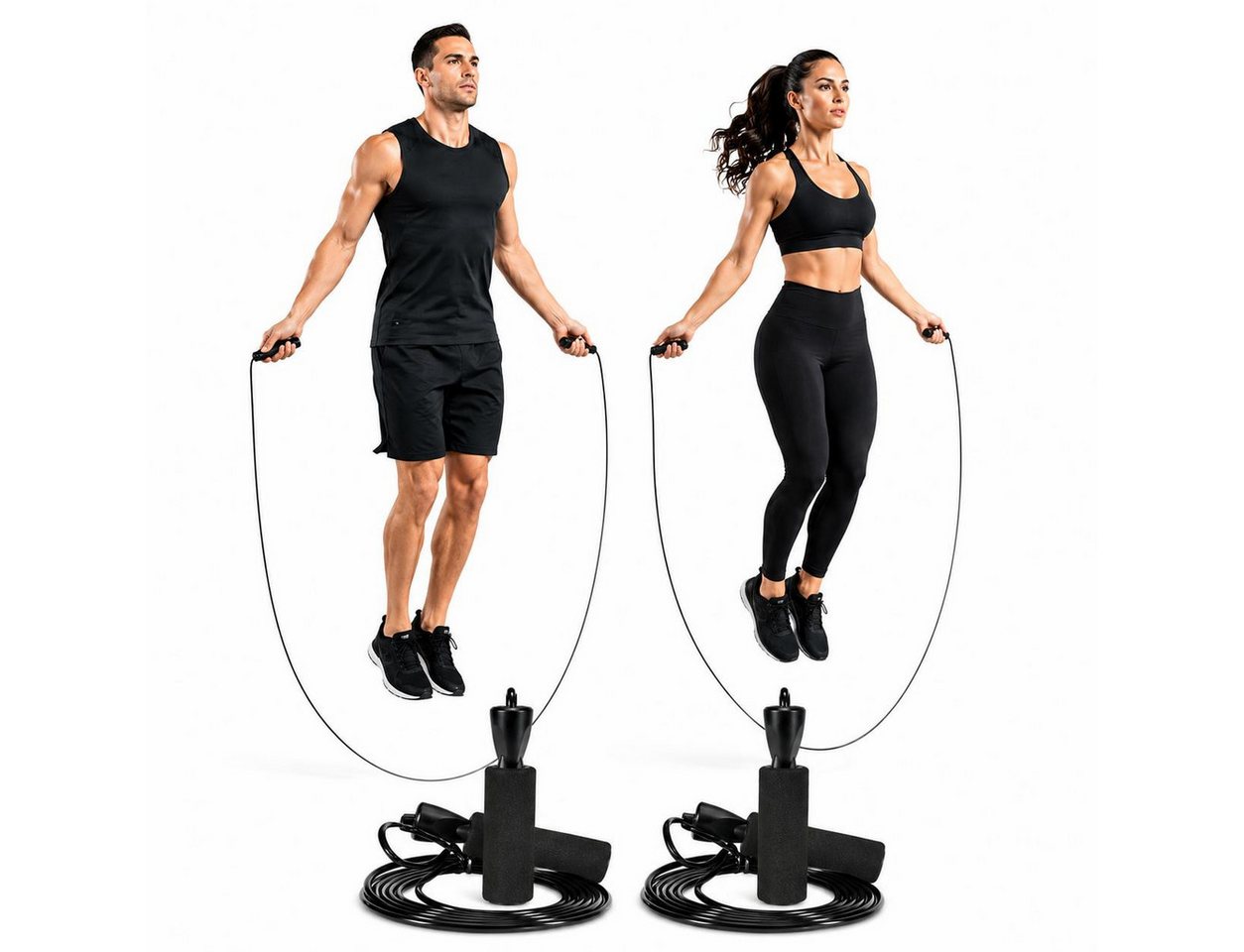 BAYLI Kurzhantel 2er Set - Springseil 280 cm Fitness Seilspringen für Erwachsene – Bild 2