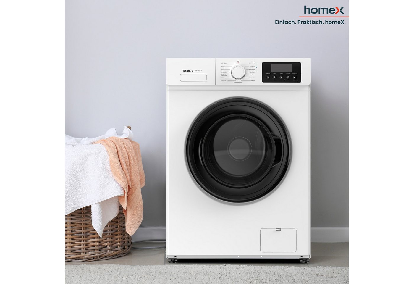 homeX Waschmaschine WF812W1A-W, 8 kg, 1200 U/min, Frontlader 8kg, 1.200 U/Min, Dampffunktion, Inverter Motor, EEK A -20% Bild 4