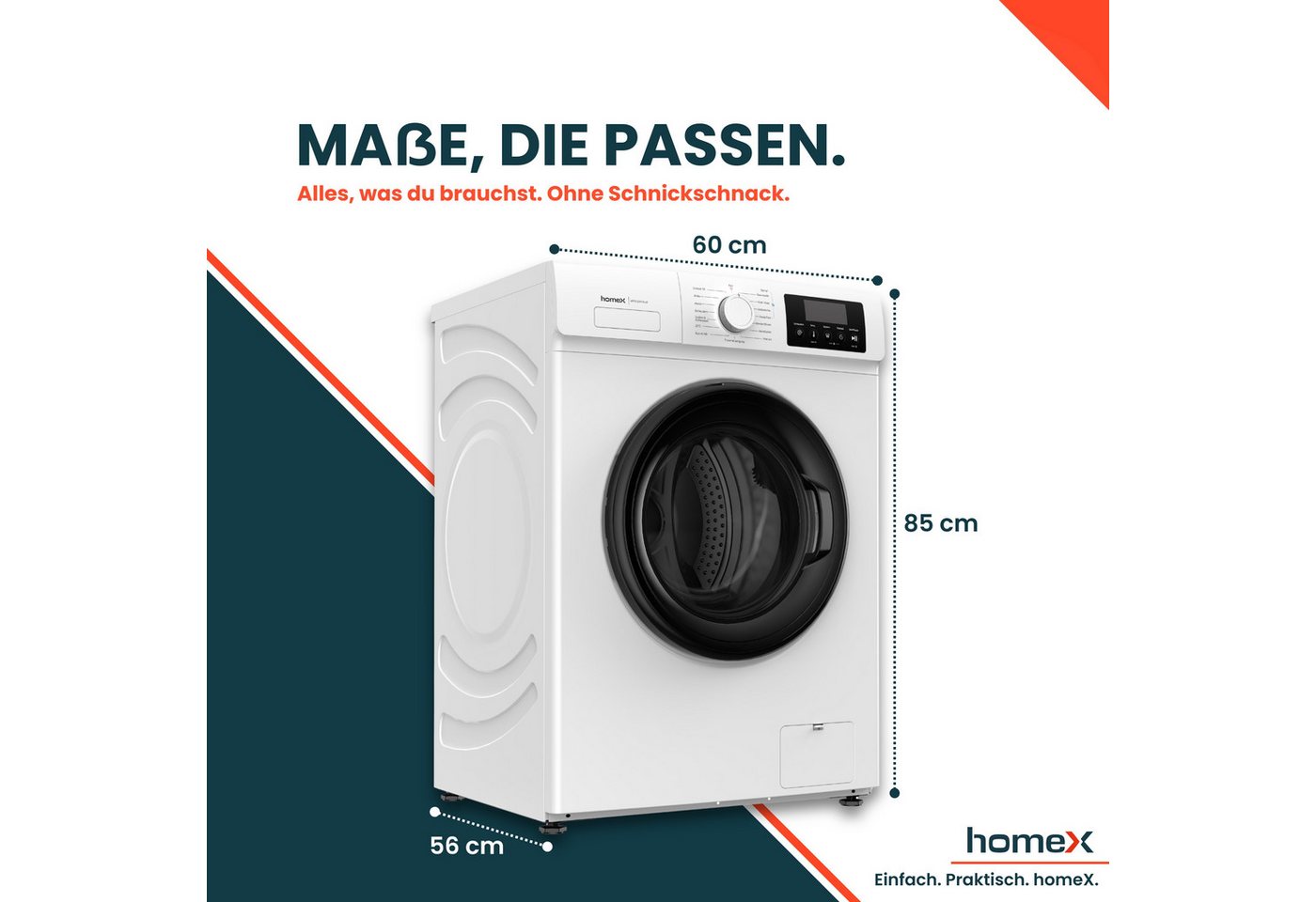 homeX Waschmaschine WF812W1A-W, 8 kg, 1200 U/min, Frontlader 8kg, 1.200 U/Min, Dampffunktion, Inverter Motor, EEK A -20% Bild 5