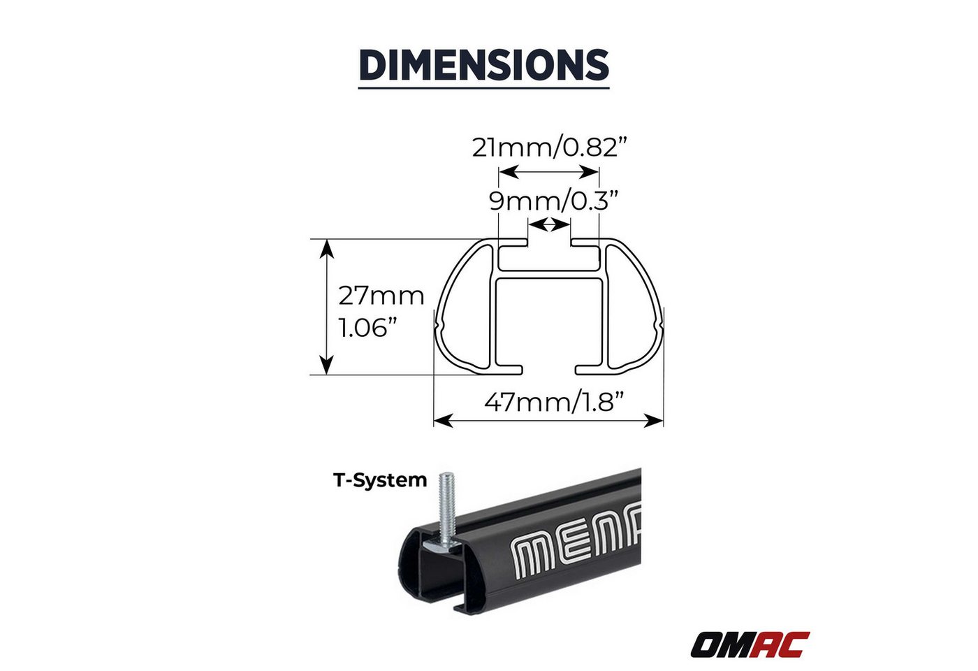 OMAC Dachträger Dachträger für VW Touran I 2003-2010 Pre-FL Alu 90kg TÜV Schwarz 2tlg (2-St), Wasserbeständig,Abnehmbar,Multifunktional,Leichtgewichtig Bild 2