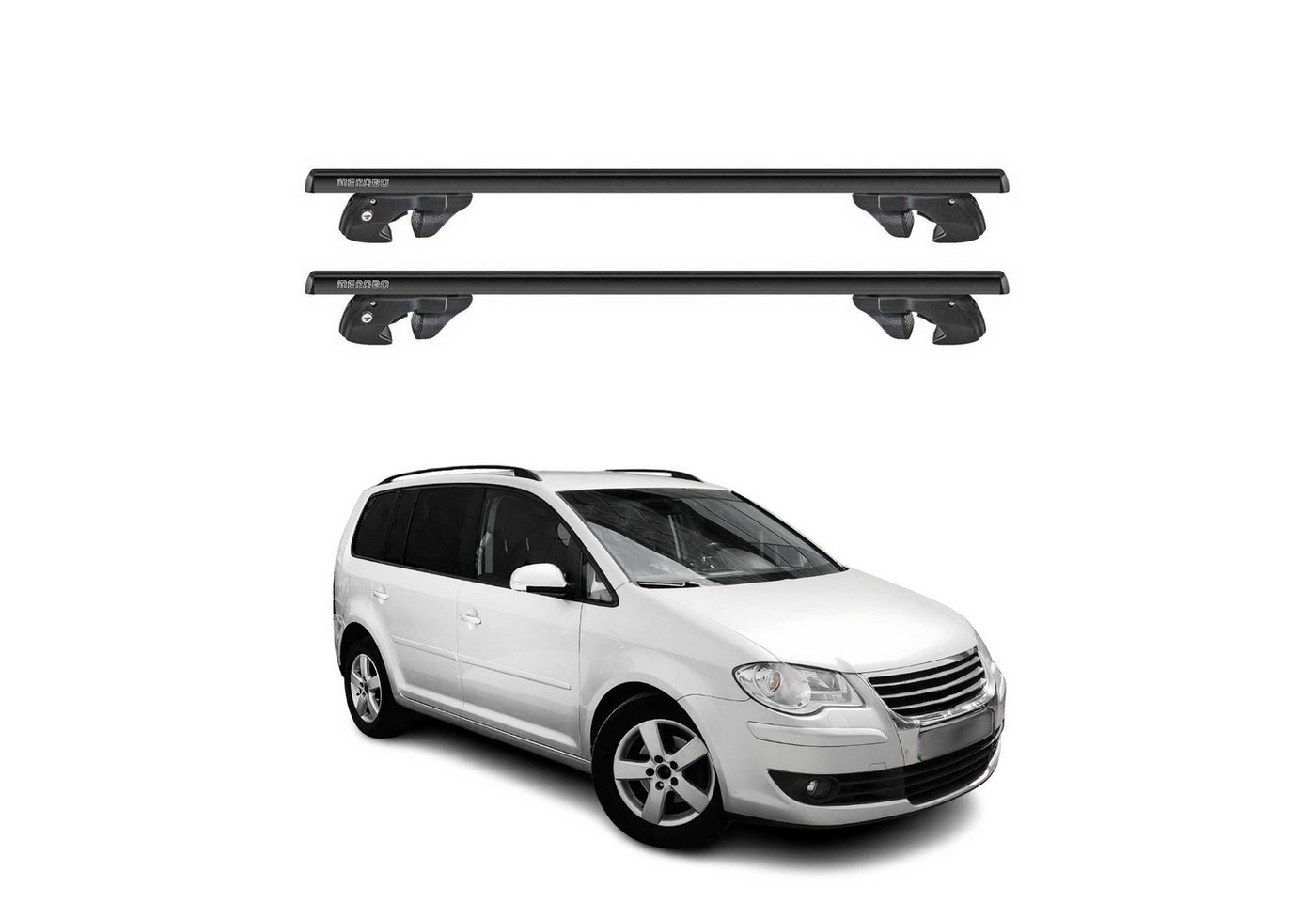 OMAC Dachträger Dachträger für VW Touran I 2003-2010 Pre-FL Alu 90kg TÜV Schwarz 2tlg (2-St), Wasserbeständig,Abnehmbar,Multifunktional,Leichtgewichtig Bild 3