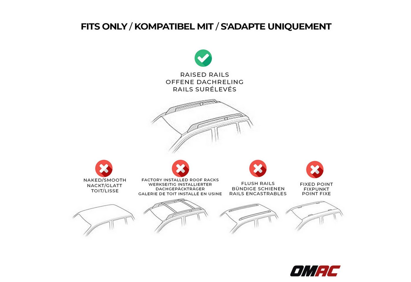 OMAC Dachträger Dachträger für VW Touran I 2003-2010 Pre-FL Alu 90kg TÜV Schwarz 2tlg (2-St), Wasserbeständig,Abnehmbar,Multifunktional,Leichtgewichtig Bild 5