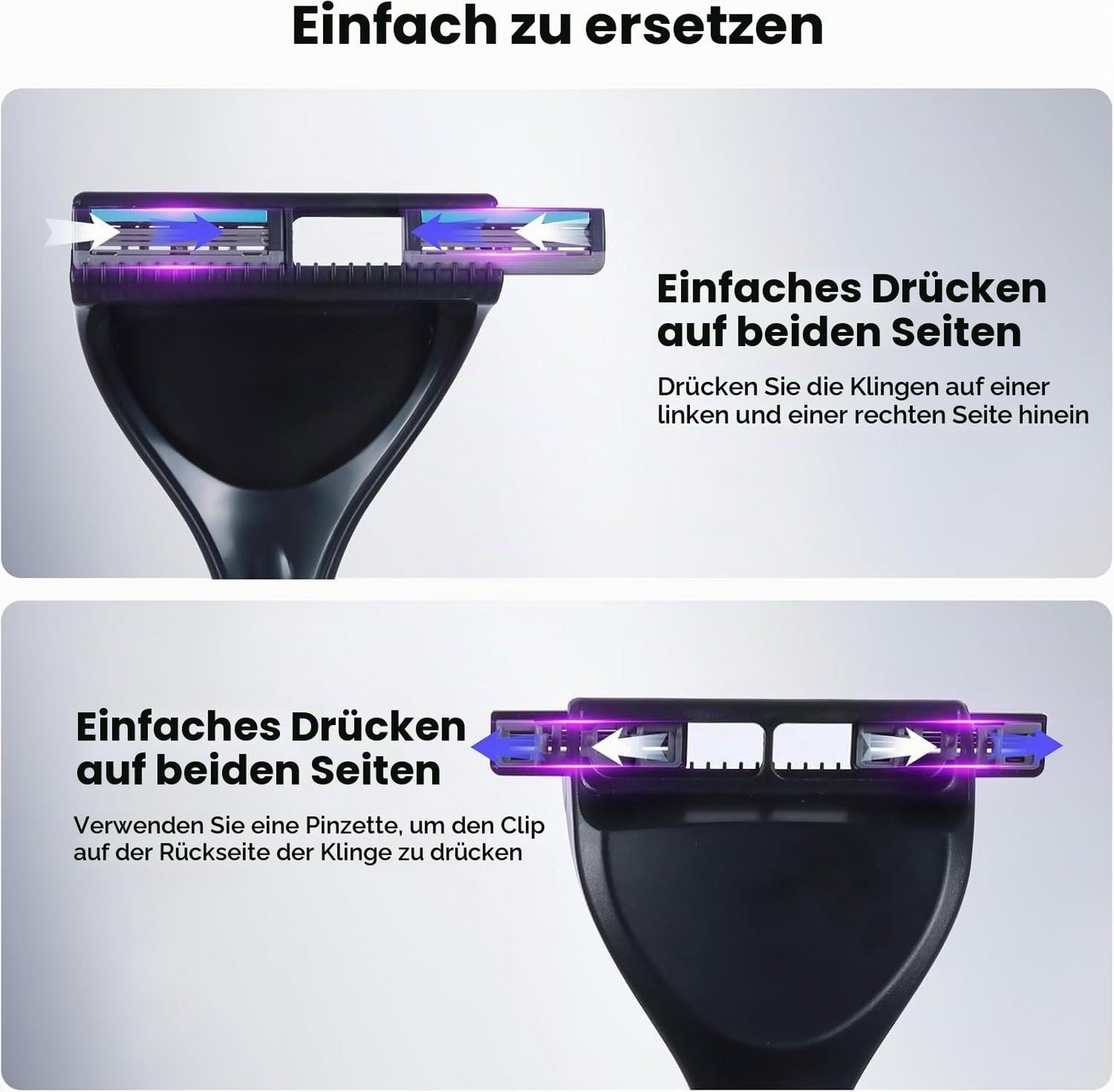 ibettertec Haarschneider Rückenrasierer Für Männer, Ergonomisch, 6 Klingenreihen, Langem Griff, Verstellbarer Langgriff, Nass- und Trockenrasur, wasserfester Bild 2