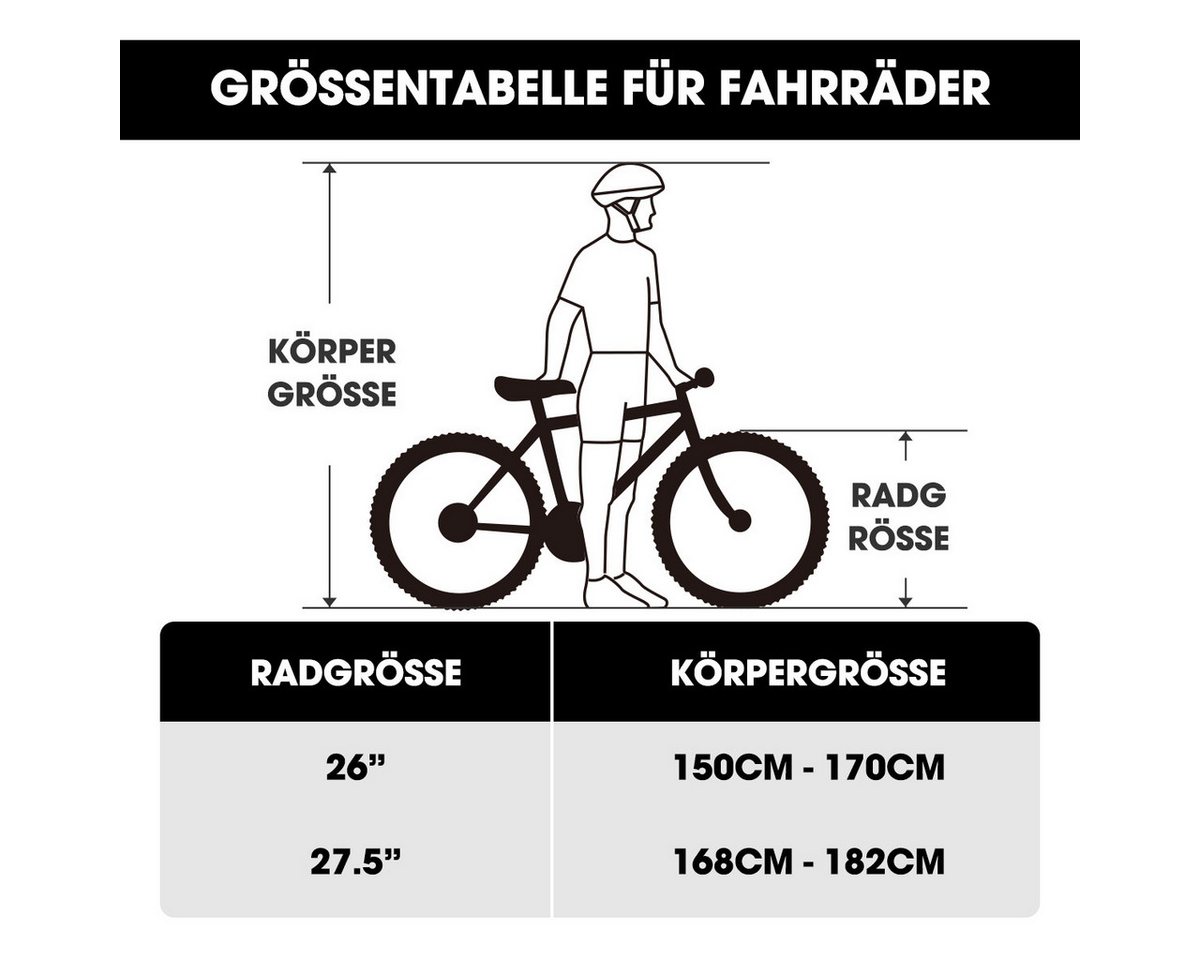 HILAND Mountainbike 26/27,5 Zoll Leichtgewichtiges bike für Frauen Ideal für alle Terrains, 18-Gang mit Lock-Out-Federgabel Dual-Scheibenbremsen, Aluminium-Rahmen