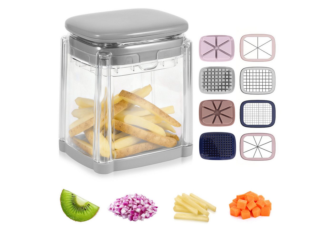 BlingBin Gemüseschneider 4-in-1 Pommesschneider Kartoffelschneider & Schneider mit 4 Klingen, Mehrzweck Gemüseschneider für Pommes, Gurke, Karotte, Zwiebel und Obst Bild 3