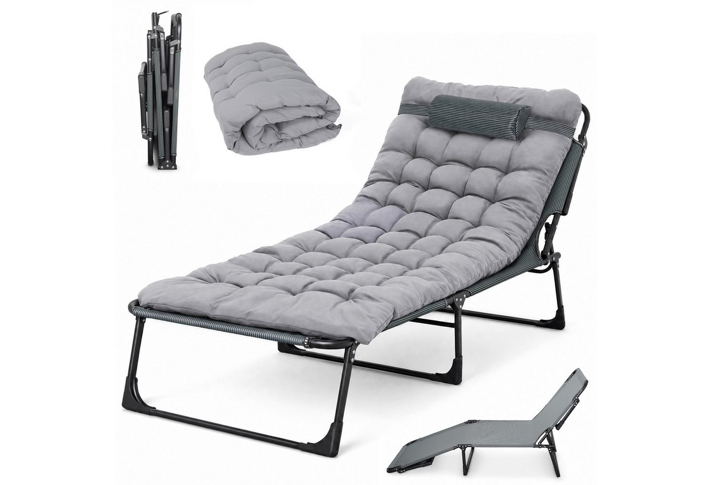 DAITORE Feldbett Campingliege klappbar 190x68x30 cm bis 250 kg Feldbett Sonnenliege Camping mit Stahlgestell, Oxford-Gewebe & Tragetasche