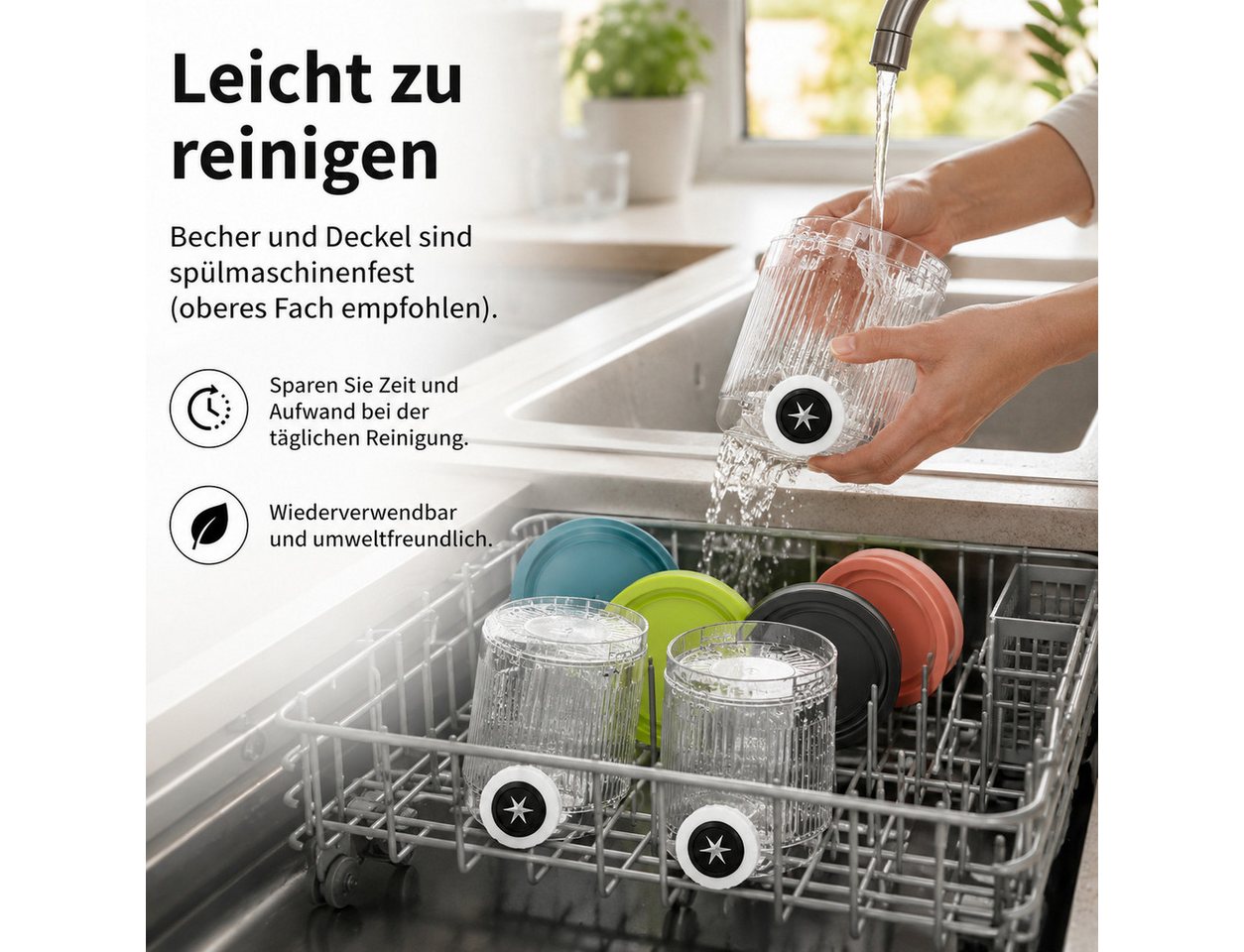 Fyrove Eisbereiteraufsatz Zubehör Behälter für Ninja Creami NC700 und NC701 Eismaschine, Zubehör für NC701, NC700, 480ml Eiscremebehälter, BPA-frei, luftdicht & spülmaschinenfest Bild 3