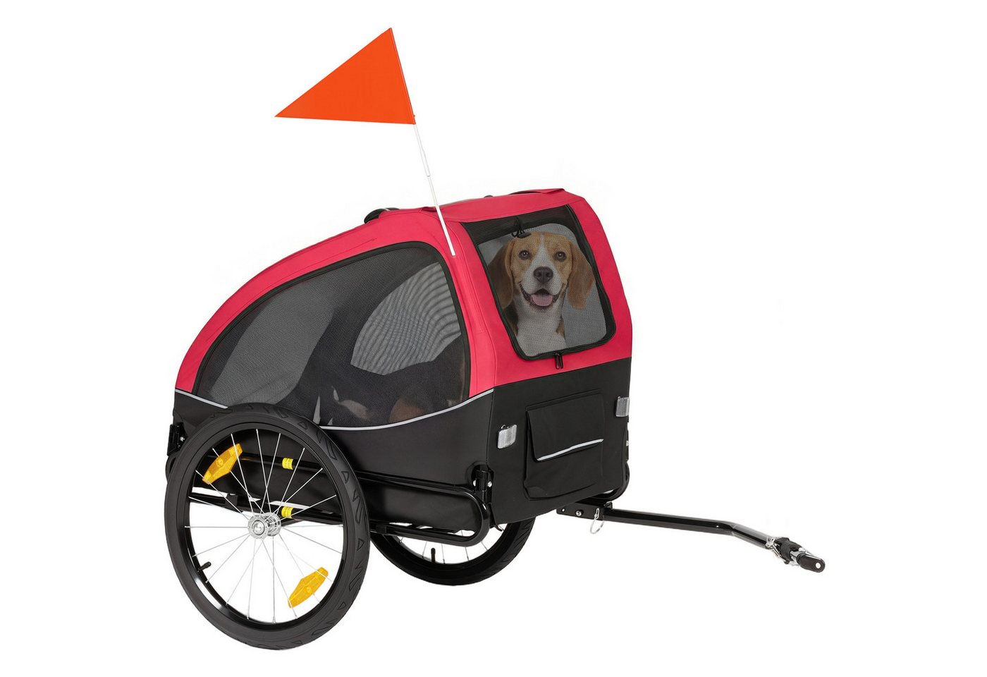 PawHut Fahrradhundeanhänger Hundeanhänger Faltbar Fahrradanhänger mit Reflektoren, Rot, für Hunde bis 20 kg Blau Bild 5